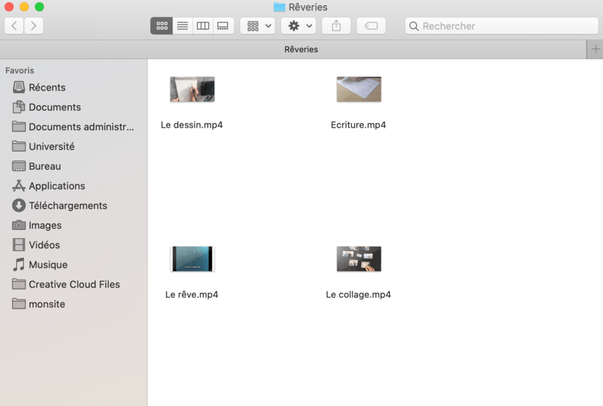 Dossier rêveries ouvert